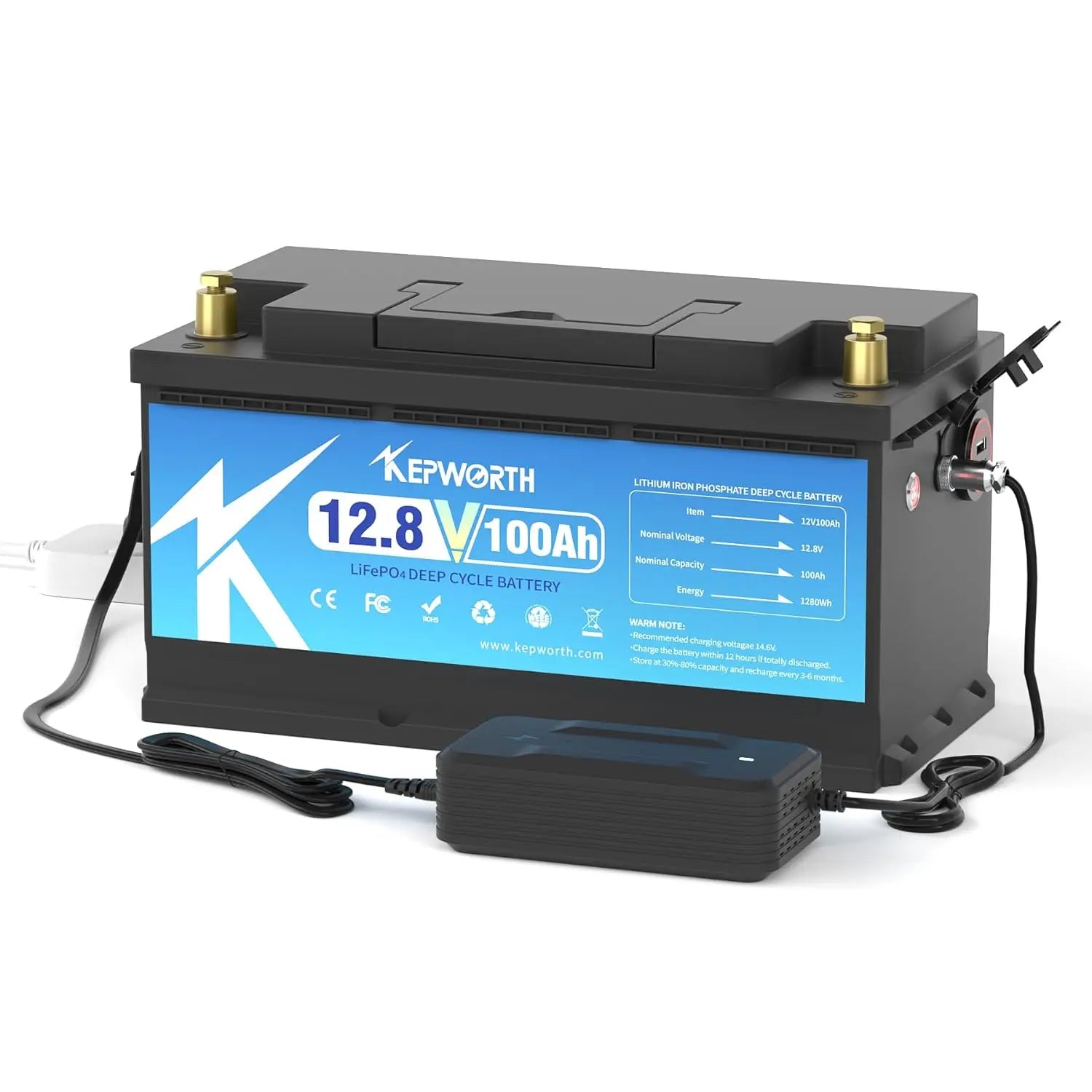 100Ah LiFePO4 Battery 12V Lithium Batteries Group 49, Built-In 100A BMS with Low-Temp Protection,4000+ Deep Cycle,, Customized